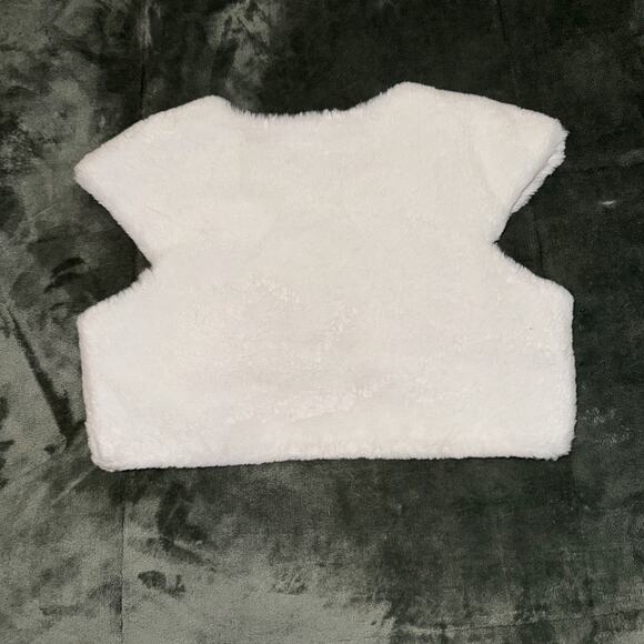 Jona Michelle Faux Fur Shrug Bolero Vest Girls 12 White Classic Dressy Cover Up - Picture 2 of 7